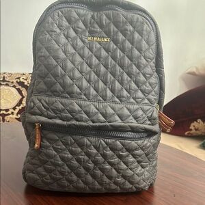 MZ Wallace Gray Quilted Backpack with Luxurious Design